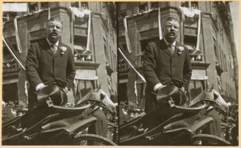 Theodore Roosevelt speaking from the rear of a carriage LCCN2009633755