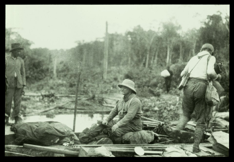Theodore Roosevelt, 1858-1919; lantern slide of Roosevelt's Brazil expedition, 1913, taken by his son Kermit LCCN2006689860