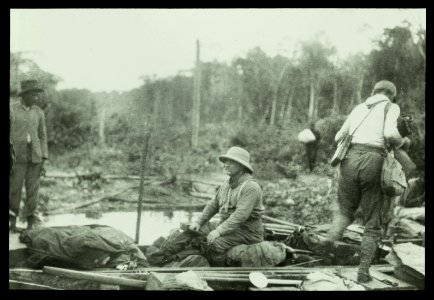 Theodore Roosevelt, 1858-1919; lantern slide of Roosevelt's Brazil expedition, 1913, taken by his son Kermit LCCN2006689860