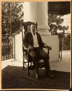 Theodore Roosevelt, full-length portrait, sitting in chair, facing front LCCN2013647432