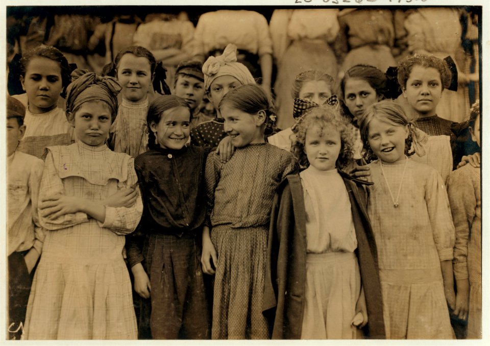 These all work in Cleveland Hosiery Mills. The very youngest one (with curls) said, 'I ravels and pick up.' Small boy in another mill said 'Over in Cleveland, they work em so little, they LOC cph.3a47661