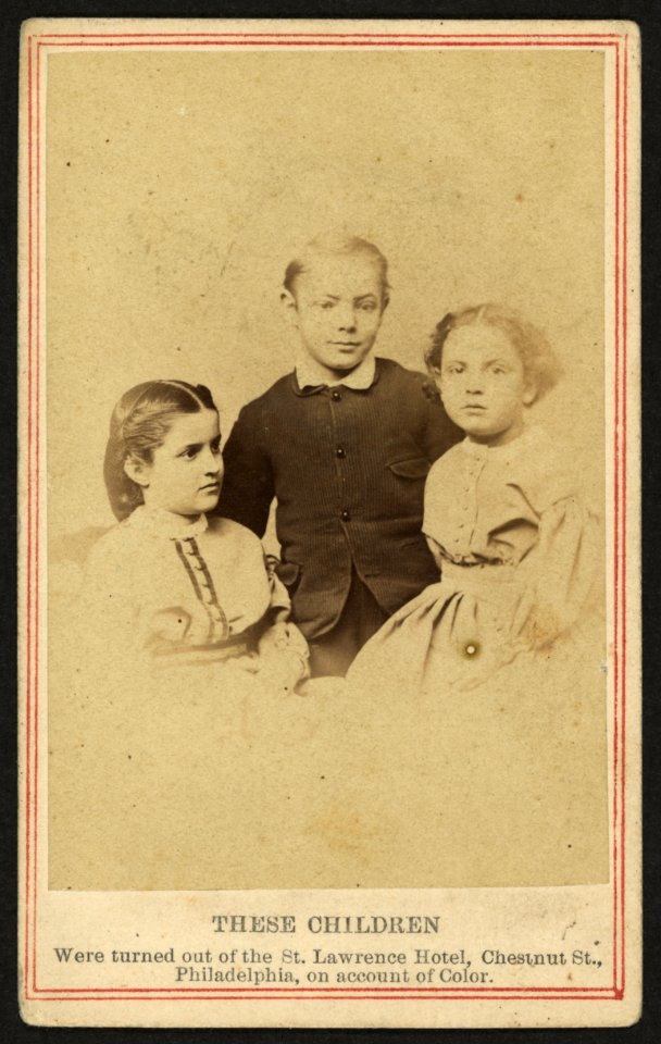 These children were turned out of the St. Lawrence Hotel, Chestnut St., Philadelphia, on account of color - J. E. McClees, artist, 910 Chestnut Street, Philadelphia. LCCN2010647868