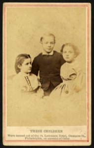 These children were turned out of the St. Lawrence Hotel, Chestnut St., Philadelphia, on account of color - J. E. McClees, artist, 910 Chestnut Street, Philadelphia. LCCN2010647868