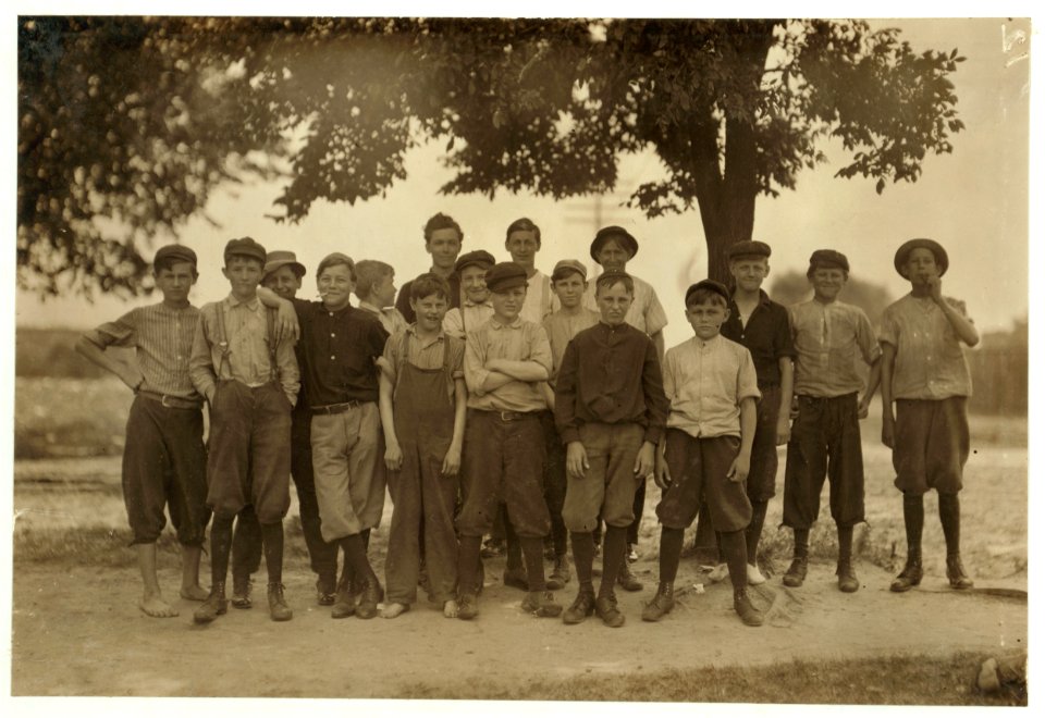 These boys, and others, work in the Chesapeake Knitting Mills, Berkley, Va. See also photos and label 2245 to 2249. Following are some of their names; - (the youngest refused to give names)- LOC nclc.02197
