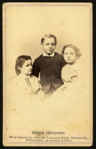These children were turned out of the St. Lawrence Hotel, Chestnut St., Philadelphia, on account of color - J. E. McClees, artist, 910 Chestnut Street, Philadelphia. LCCN2010647870