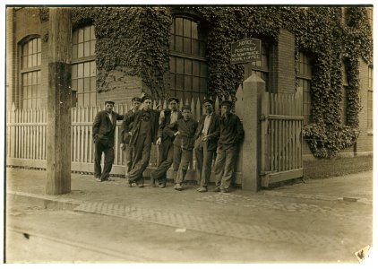 These boys and few more (not many) smaller ones work in Lorraine Mfg. Co., Westerly, R.I. LOC nclc.01816