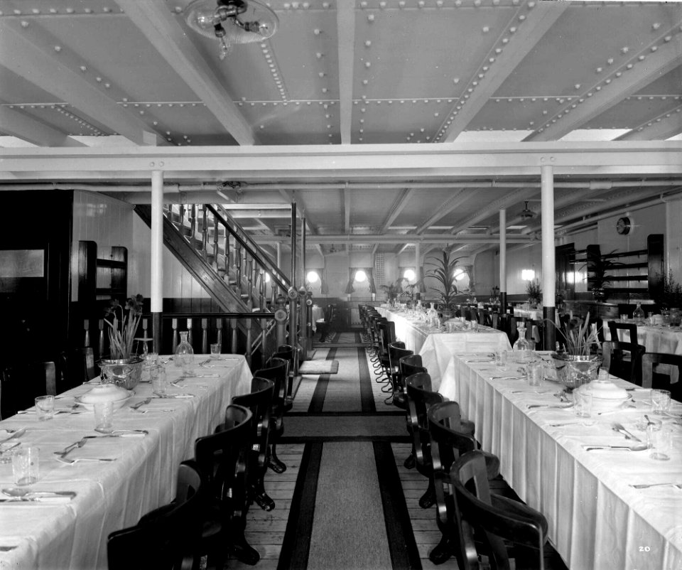 Third Class Dining Saloon on the 'Balmoral Castle' (1910) RMG G10611