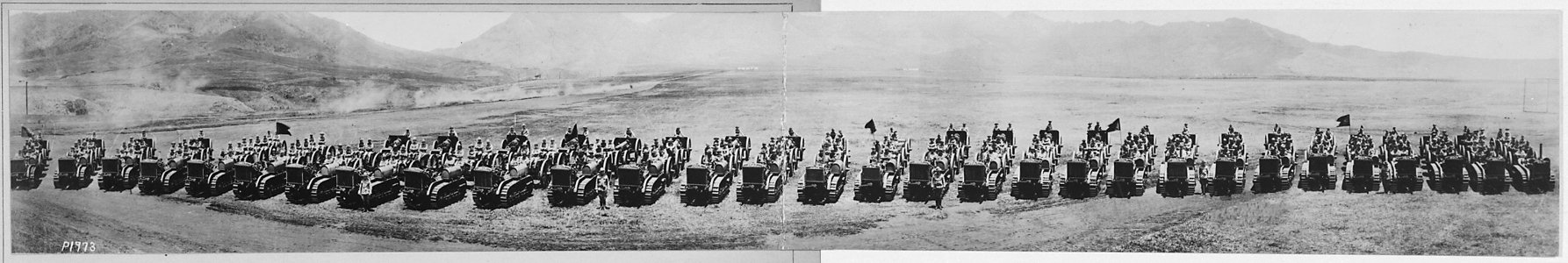 Thirty 45 Horse-Power Caterpillar Tractors comprising motorized equipment, 9th Field Artillery, Schofield Barracks, Ha - NARA - 533688