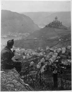 This old castle perched on a hilltop above the Moselle River and the town of Cochem, Germany, is headquarters of the... - NARA - 530785