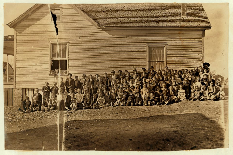 This is where the mill children go to school. Lancaster, S.C. Enrollment 163- attendance, usually about 100. There are over 1,000 operatives in the mill. These are all that go to school from LOC nclc.01432
