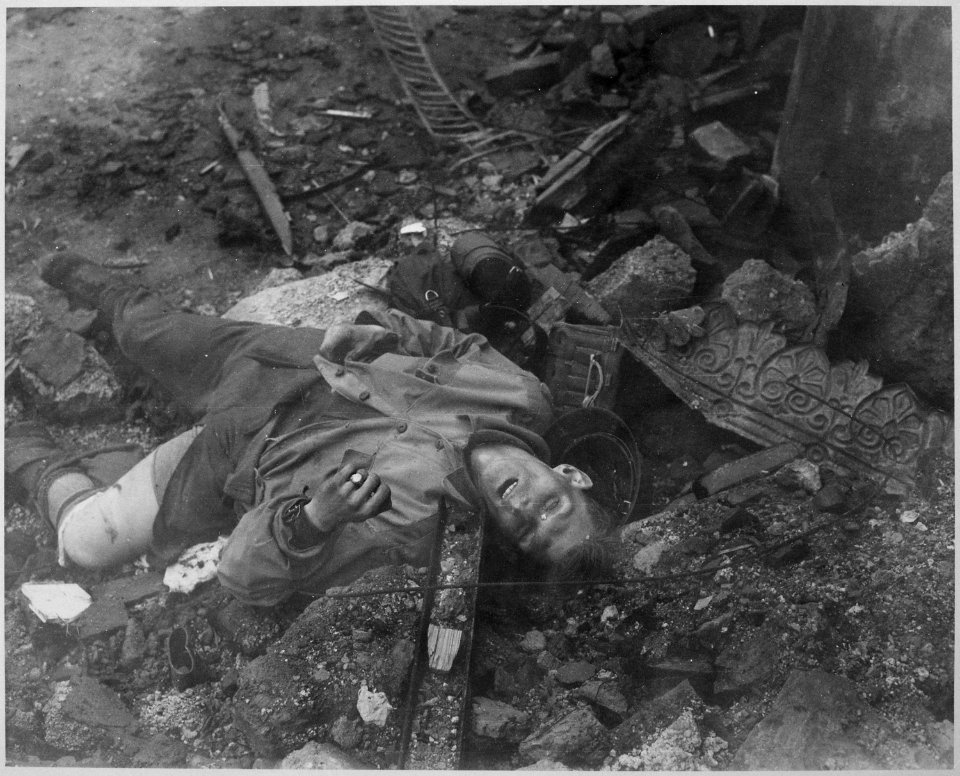 Wounded once, this German would not quit and was grenaded to death. Germany, ca. April 1945. - NARA - 559235