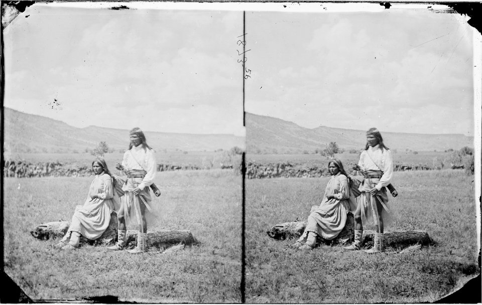Young Apache warrior and his squaw near Camp Apache, Arizona 1873 - NARA - 519782