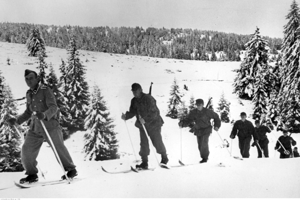 Żołnierze 6. dywizji strzelców górskich SS Nord na nartach na froncie fińskim. (2-986)