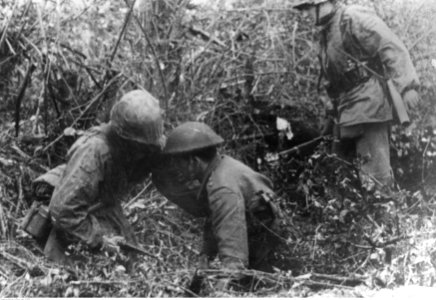 Żołnierze Waffen SS w zaroślach na froncie włoskim (2-2345)
