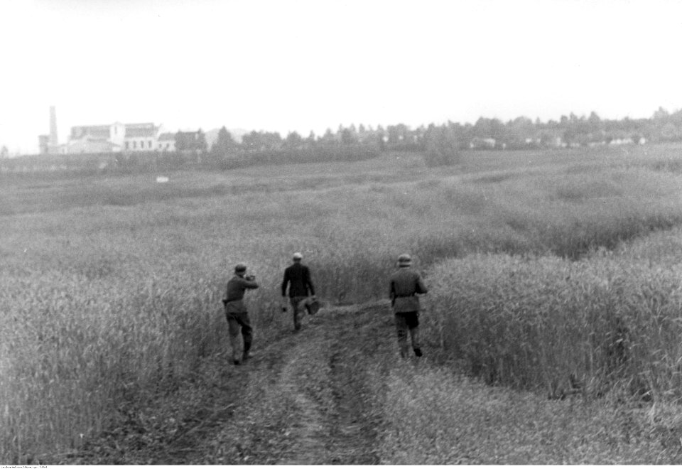 Żołnierze Waffen SS w pościgu za cywilem (2-1946)