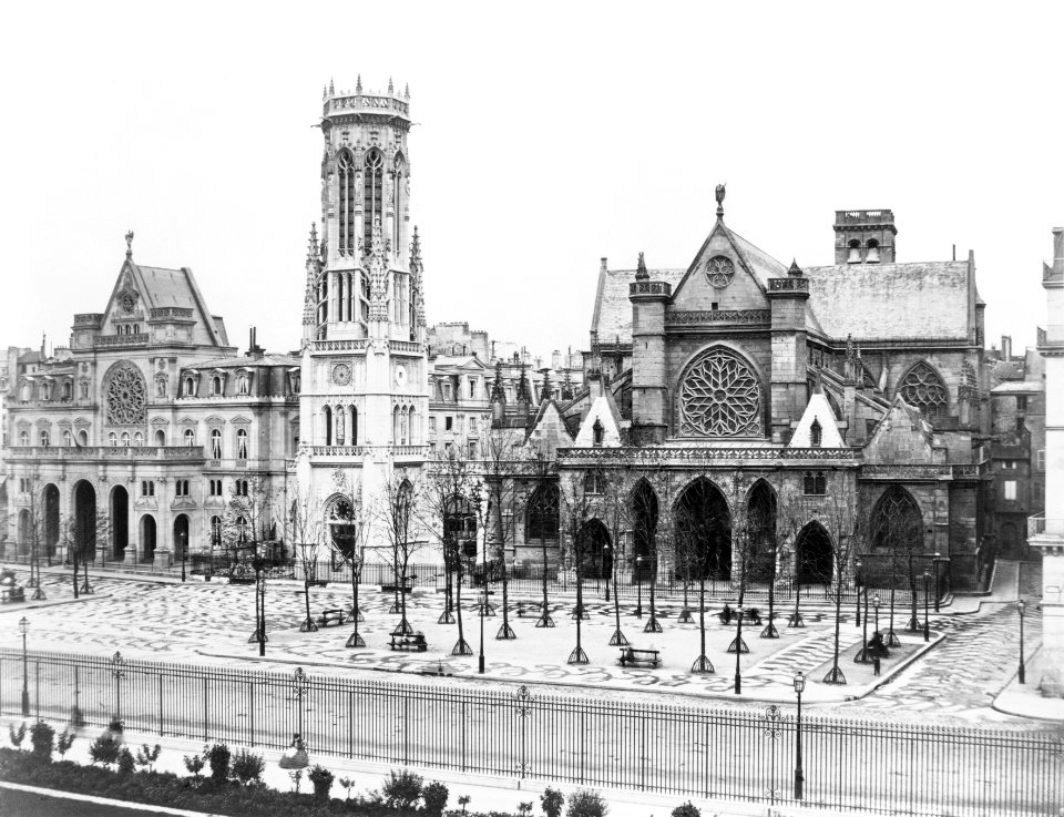 Édouard Baldus, Paris. Place St. Germain l'Auxerrois, ca. 1851-70