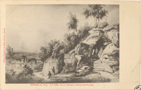 Épinal en 1834, La Ville vue du Château (Dessin de Pensée) CP 2272 PsurR