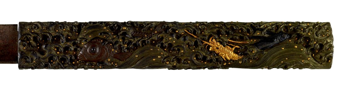 Ômori Hidetomo - Kozuka with Fish and Waves - Walters 5112644 - Detail A