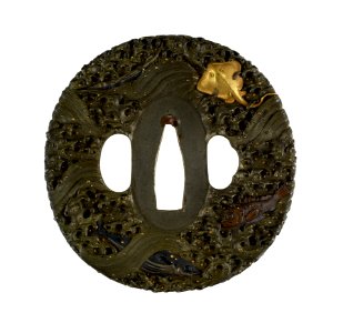 Ômori Hidetomo - Tsuba with Fish and Waves - Walters 5112642