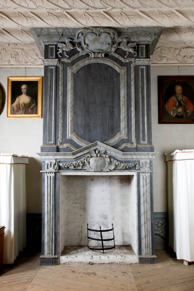 Öppen spis med träfodral. Interiör, detalj. Magdeburg - Skoklosters slott - 86867