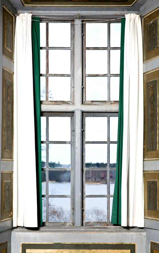Öppet fönster. Dokumentation, gardiner - Skoklosters slott - 86635