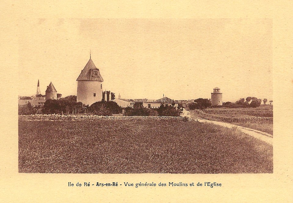 Île de Ré-FR-17-Ars-vue générale des Moulins & de l'église
