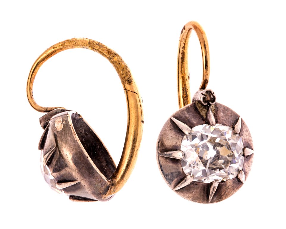 Örhängen, av guld och silver med briljanter och rosenstenar - Hallwylska museet - 110036