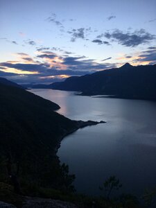 Sunset mountain water