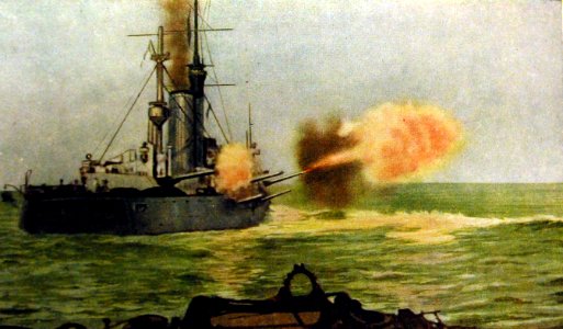 “Broadside Salvoes, hand-tinted postcard, WWI, Royal Navy (30661148832)