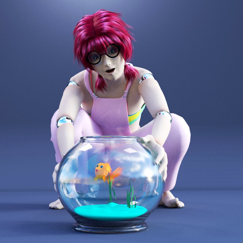 Girl goldfish figure