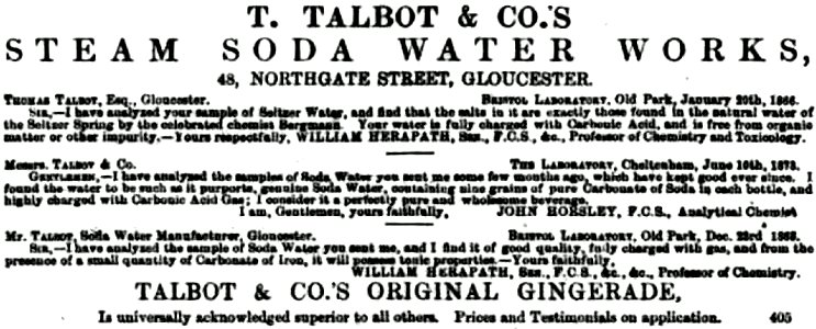 Thomas Talbot advert Gloucester 1874 photo