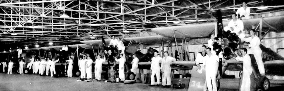 Thompson-Robbins Field - Aircraft Mechanics with PT-17s in Hangar