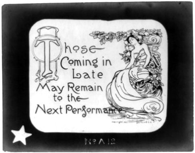 Those coming in late may remain to the next performance - D'Artois & Cie. LCCN2013645578