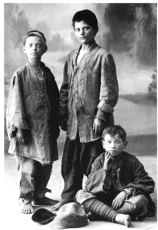 Three Scugnizzi (Naples street boys) from the kindergarten ship Caracciolo