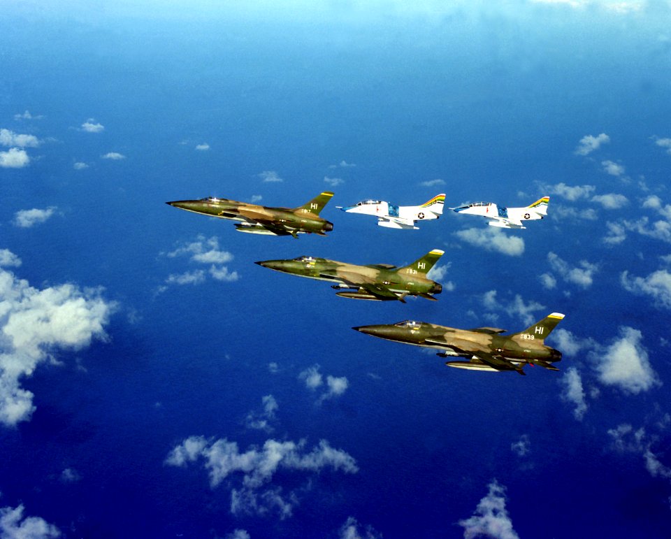 Three F-105 and two TA-4J
