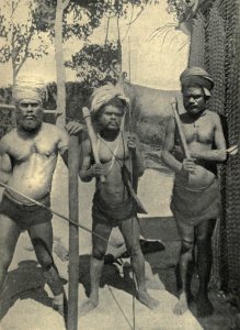 Three intimidating Canaque, c. 1906