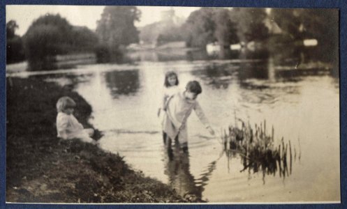 Three unknown children playing in the river Thames by Lady Ottoline Morrell photo