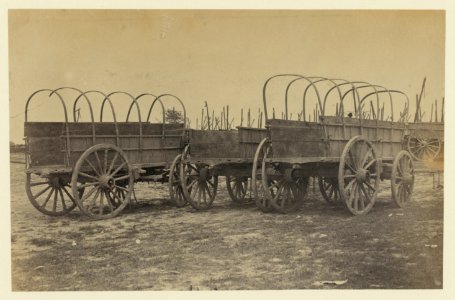 Three wagons, probably used for army supplies in Civil War LCCN91787203