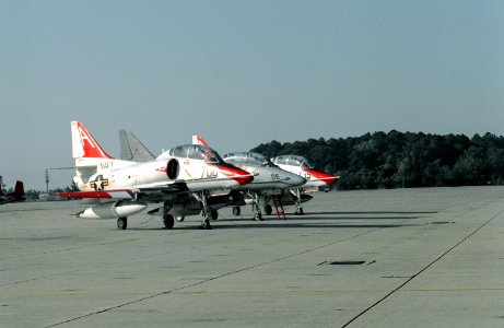 Three TA-4 Skyhawks at Naval Air Station Pensacola on 1 April 1993