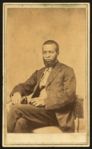 Three-quarter-length portrait of an African American man, seated, facing left) - Branch's Photograph Gallery, Port Jervis, N.Y LCCN2010647811