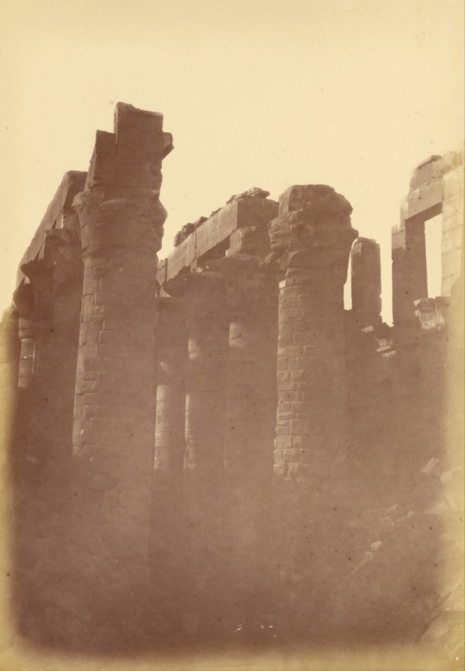 Théodule Devéria (French - (Close View of the Pillars of the Hypostyle Room, Karnak) - Google Art Project