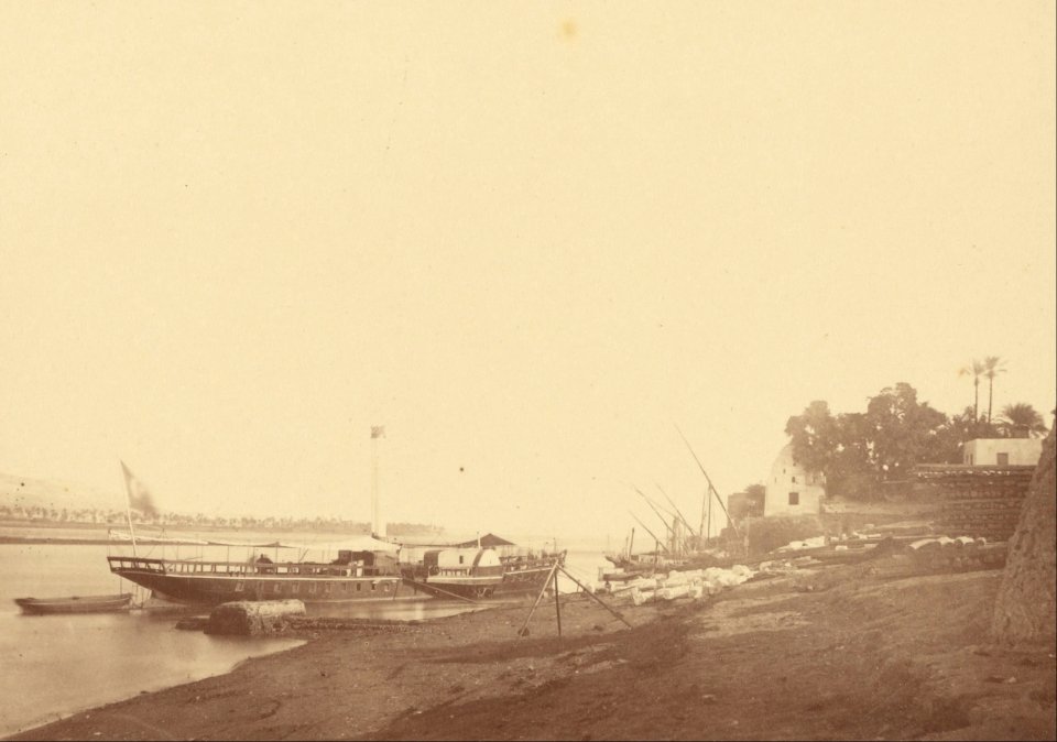 Théodule Devéria (French - (Boats on the Bank of the Nile) - Google Art Project