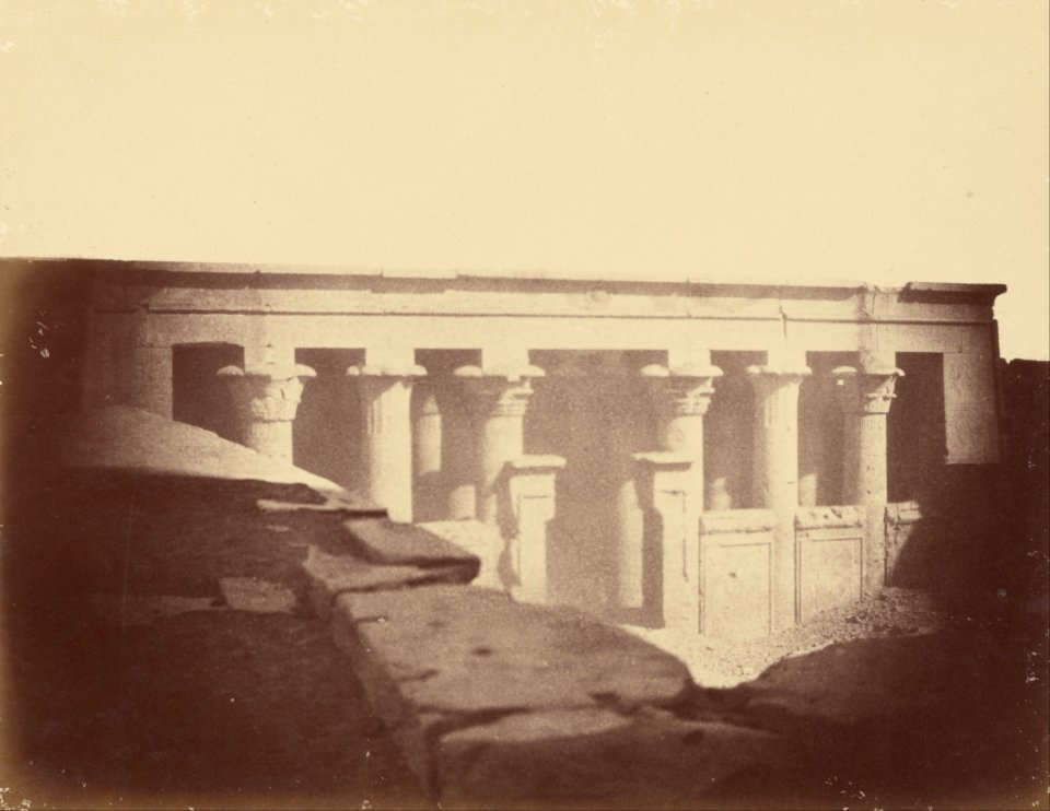 Théodule Devéria (French - (Front View of the Main Room of the Temple of Edfu) - Google Art Project