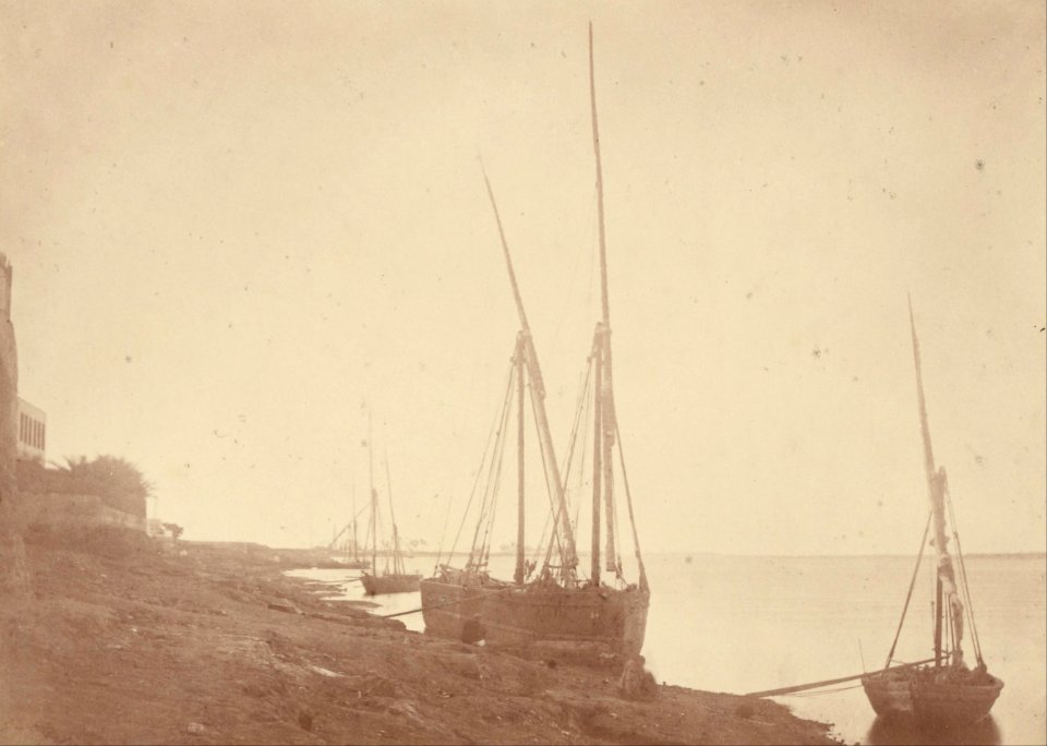 Théodule Devéria (French - (Sailing Boats on the Bank of the Nile) - Google Art Project