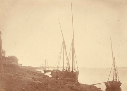 Théodule Devéria (French - (Sailing Boats on the Bank of the Nile) - Google Art Project