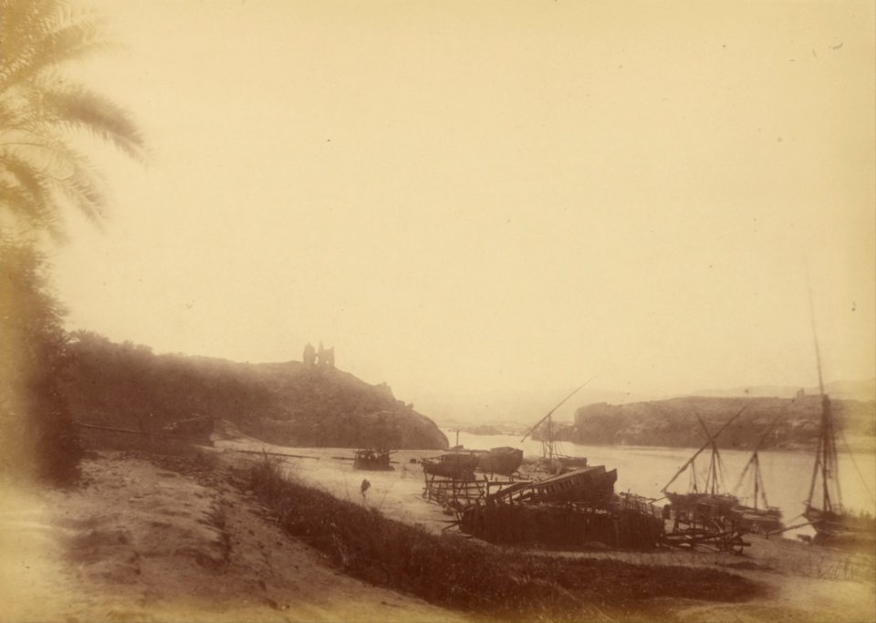 Théodule Devéria (French - (View of the Nile with Boats and Ruins) - Google Art Project