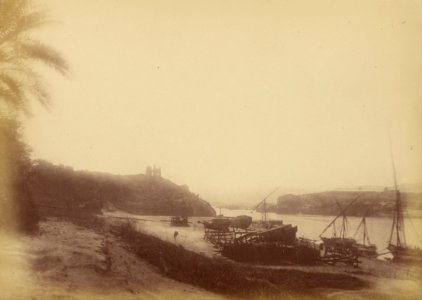 Théodule Devéria (French - (View of the Nile with Boats and Ruins) - Google Art Project