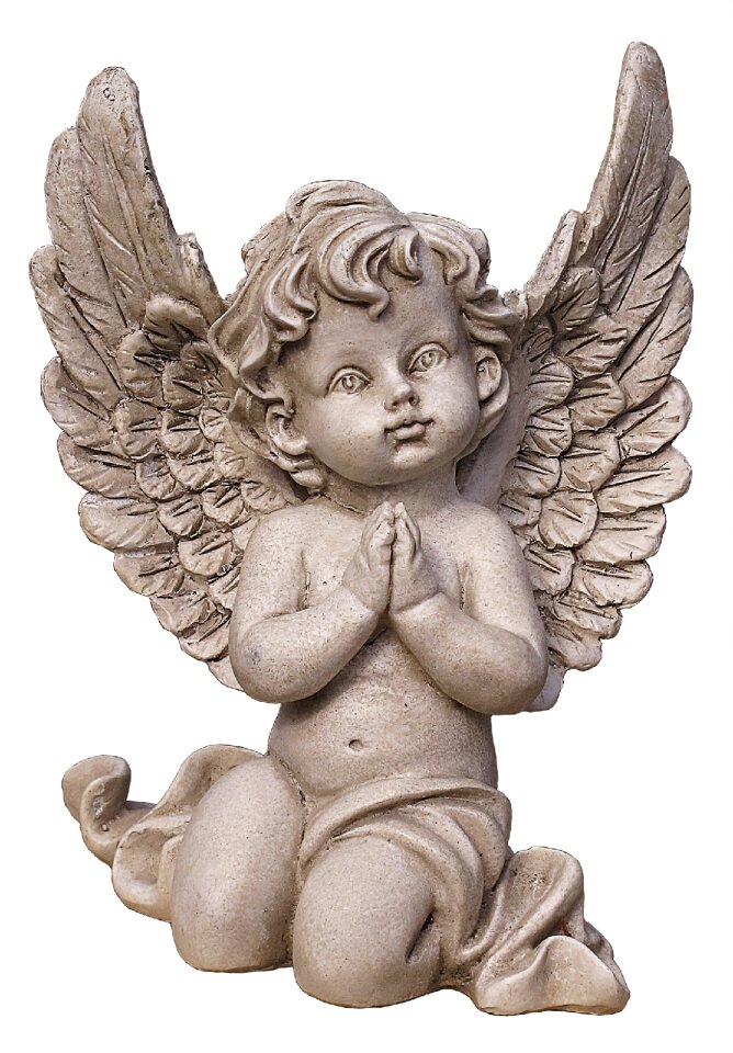 Ceramic stone figure guardian angel