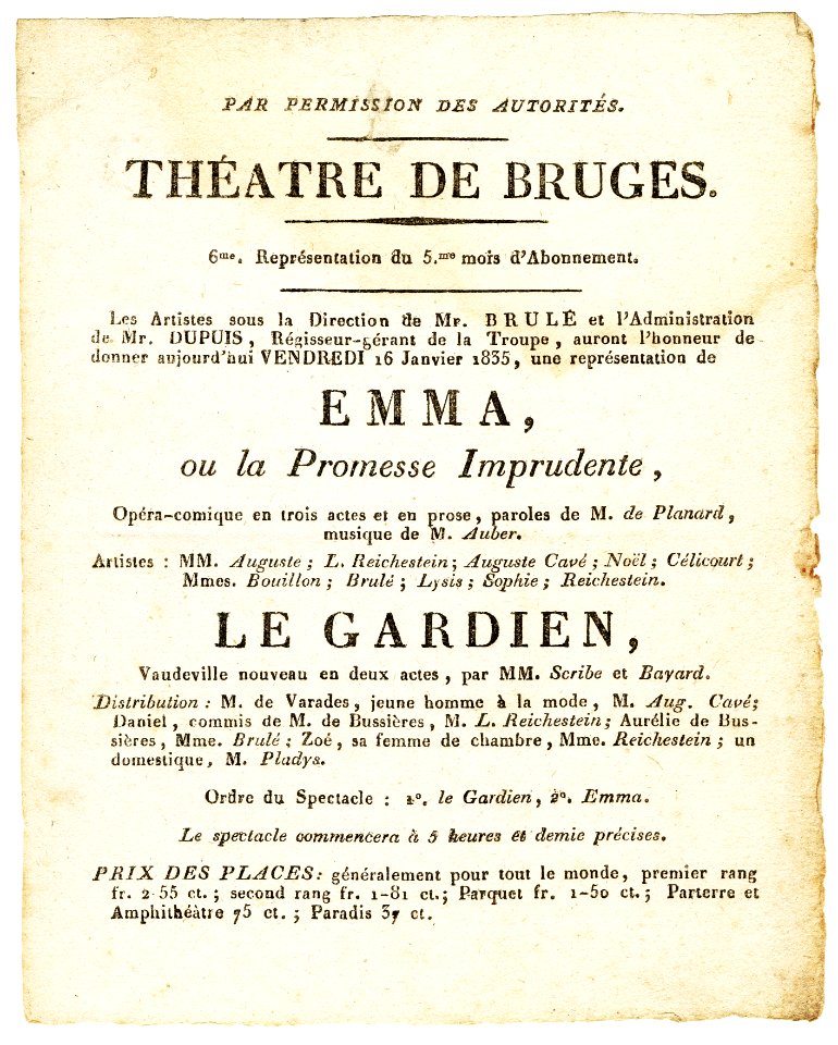 Théâtre Bruges 1835