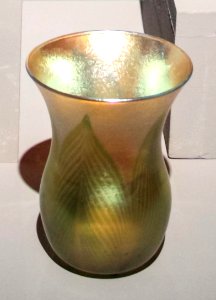 Tiffany - Chalice with stylized painted leaves photo